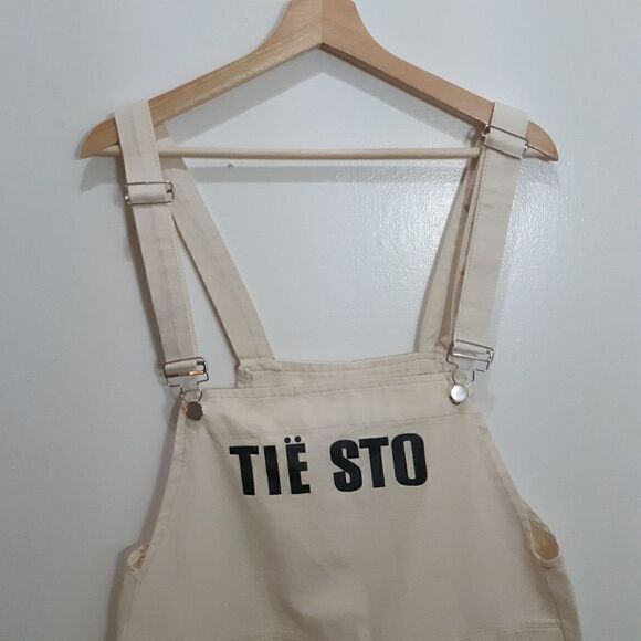 Tiësto Cream Denim Dungaree Romper - Picture 3 of 10